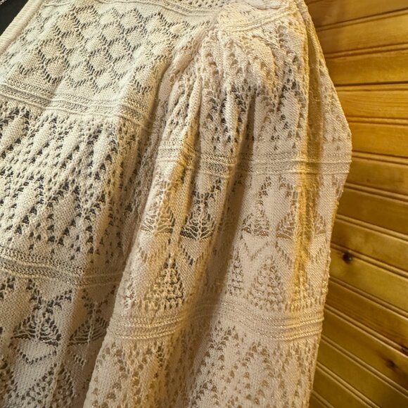 EXPRESS oversized balloon sleeve mixed stitch cardigan belted sweater top - Picture 4 of 8